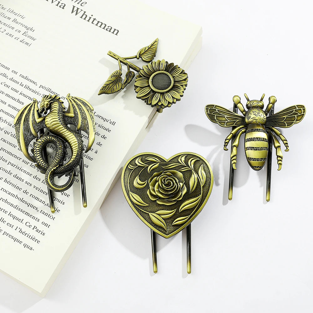 Vintage motýl vážka knižní spona