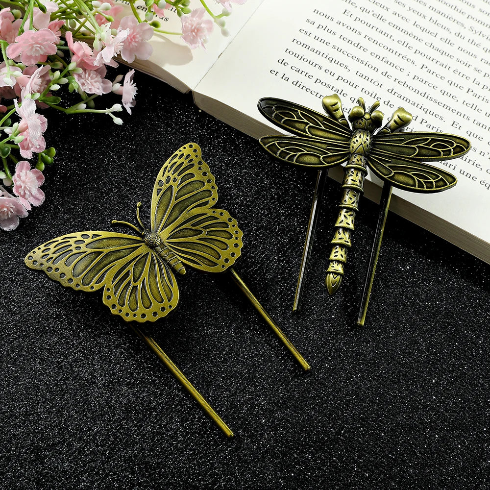 Vintage motýl vážka knižní spona