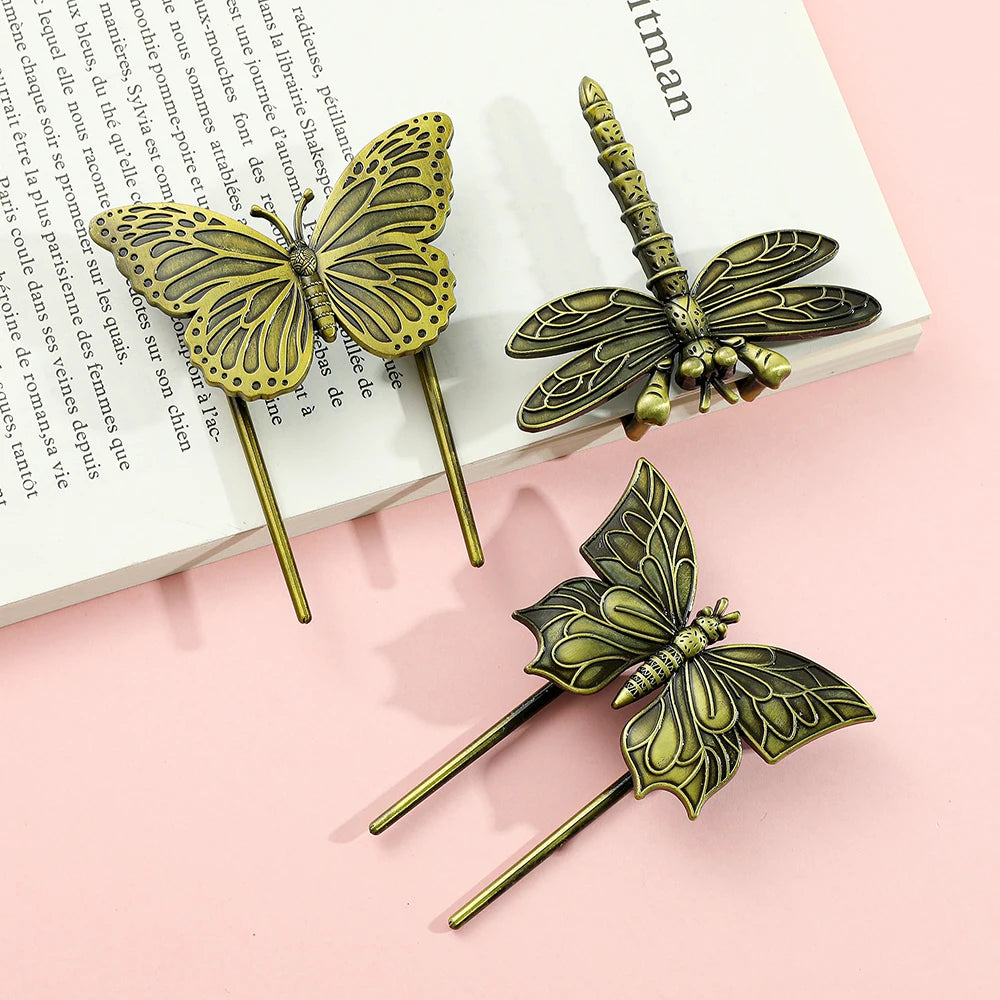 Vintage motýl vážka knižní spona